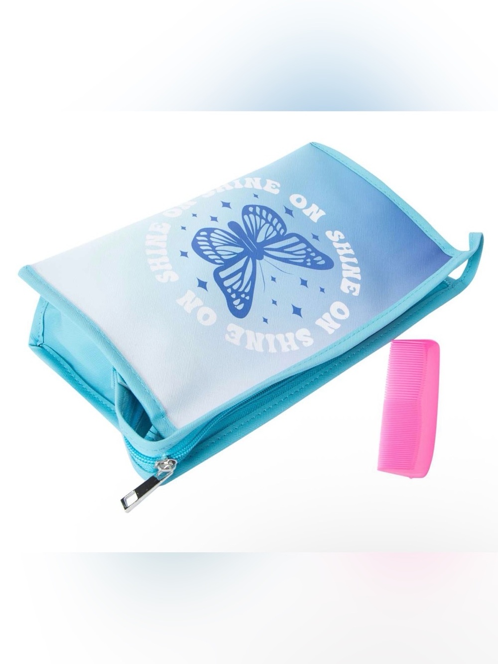 Shine On Butterfly Make-Up Bag & Comb Set - NWT